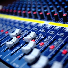 controls of audio mixing console